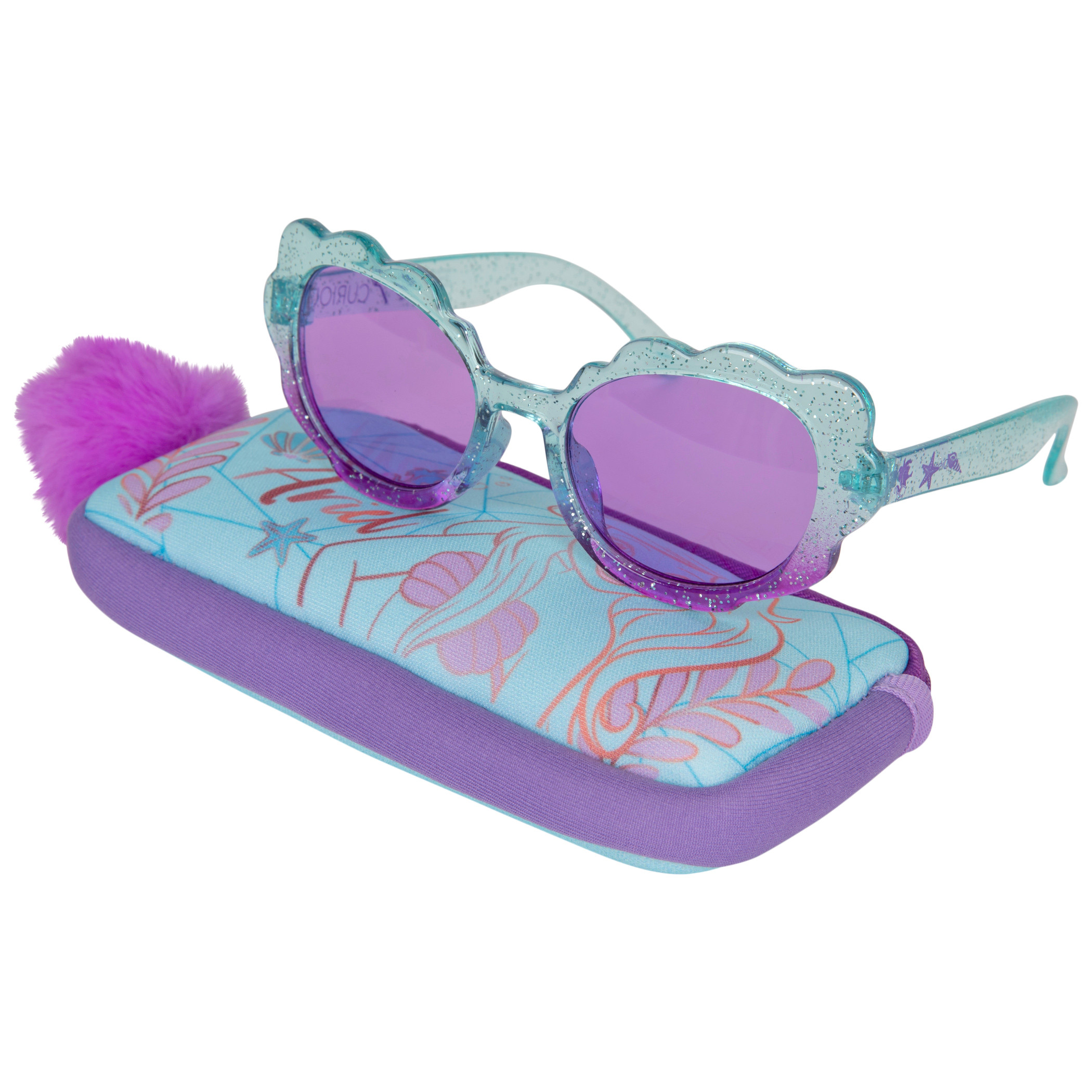 Disney The Little Mermaid Ariel Girls Sunglasses w/ Pom Pom Pouch Set